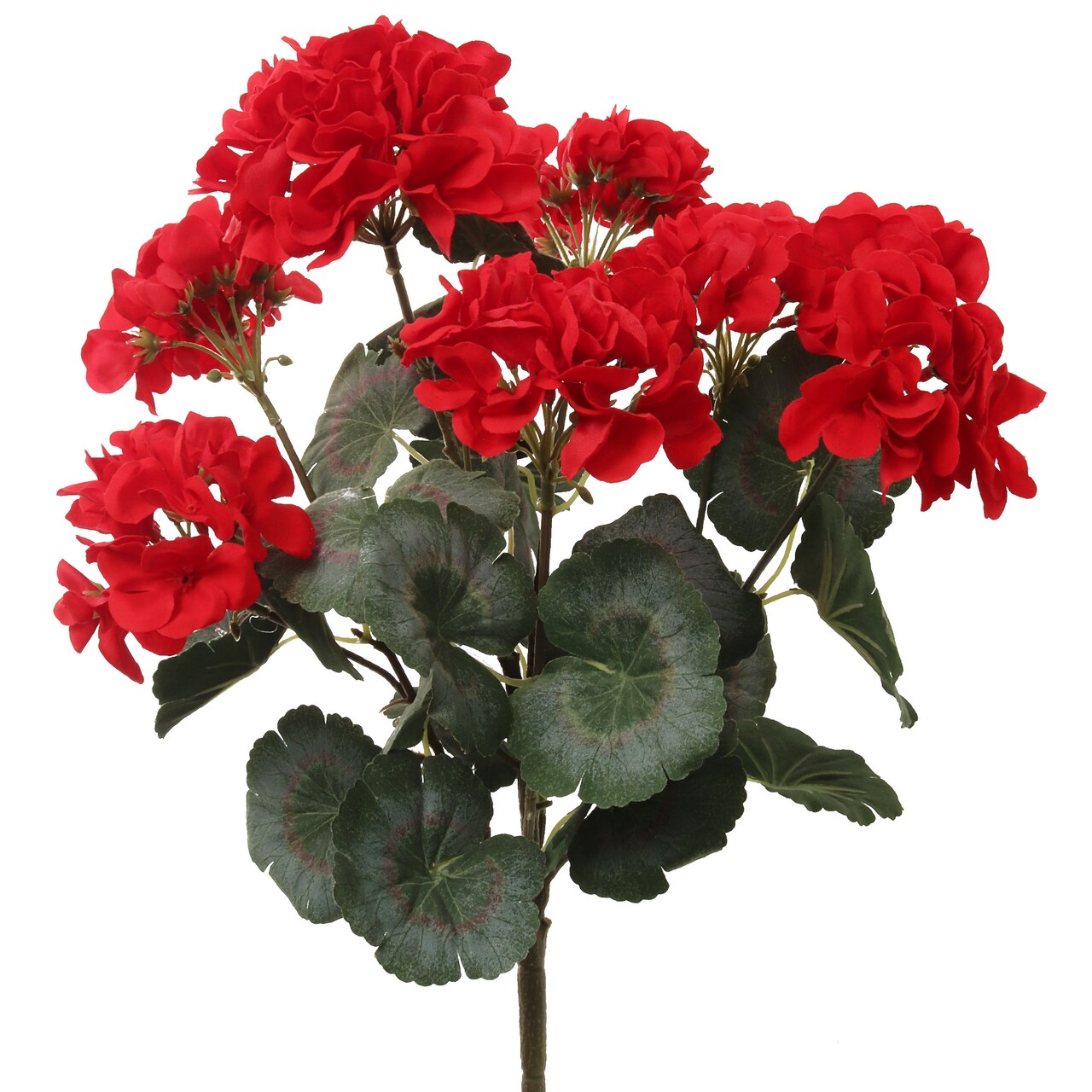 18" Red Geranium Bush - Faux Plant with 7 Lifelike Silk Flowers & 32 Realistic Leaves, Ideal for Home, Garden & Patio Decor - Perfect Spring & Summer Accent - Floral Home by Artificial Flowers